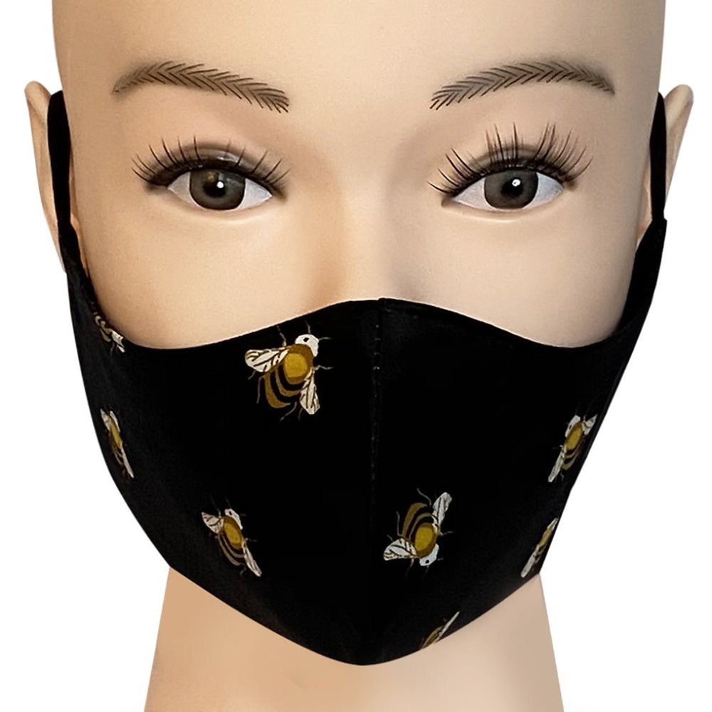 Face Mask Bee Print Cotton Mask +Filter Reversible
